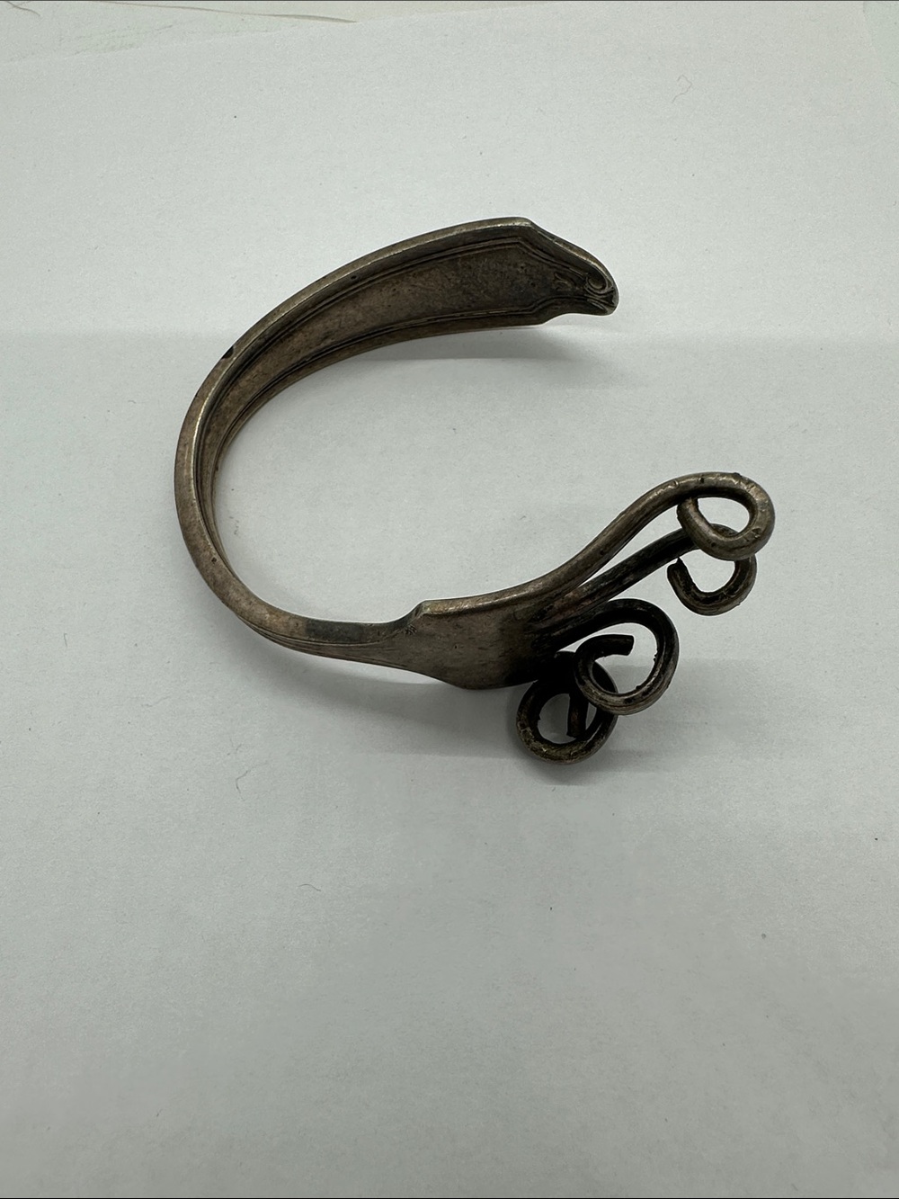 Antique-Style Silver Tone Spoon Handle Cuff Bracelet